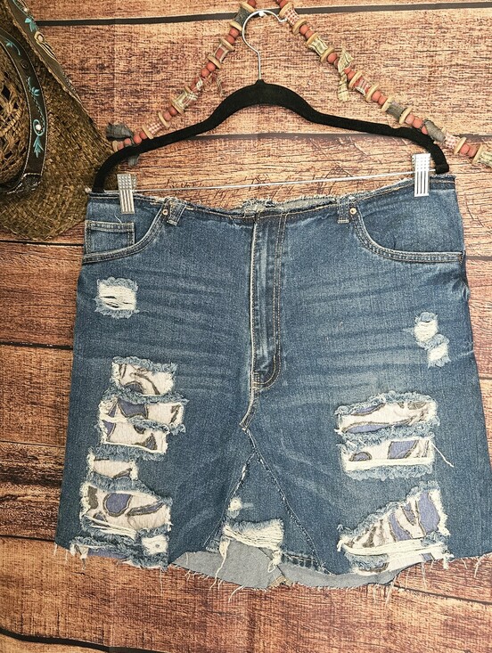 One Kind Denim Co Dresses & Skirts - UPCYCLED ☆"ONE KIND DENIM Co." Unique Jean Skirt! W~34"